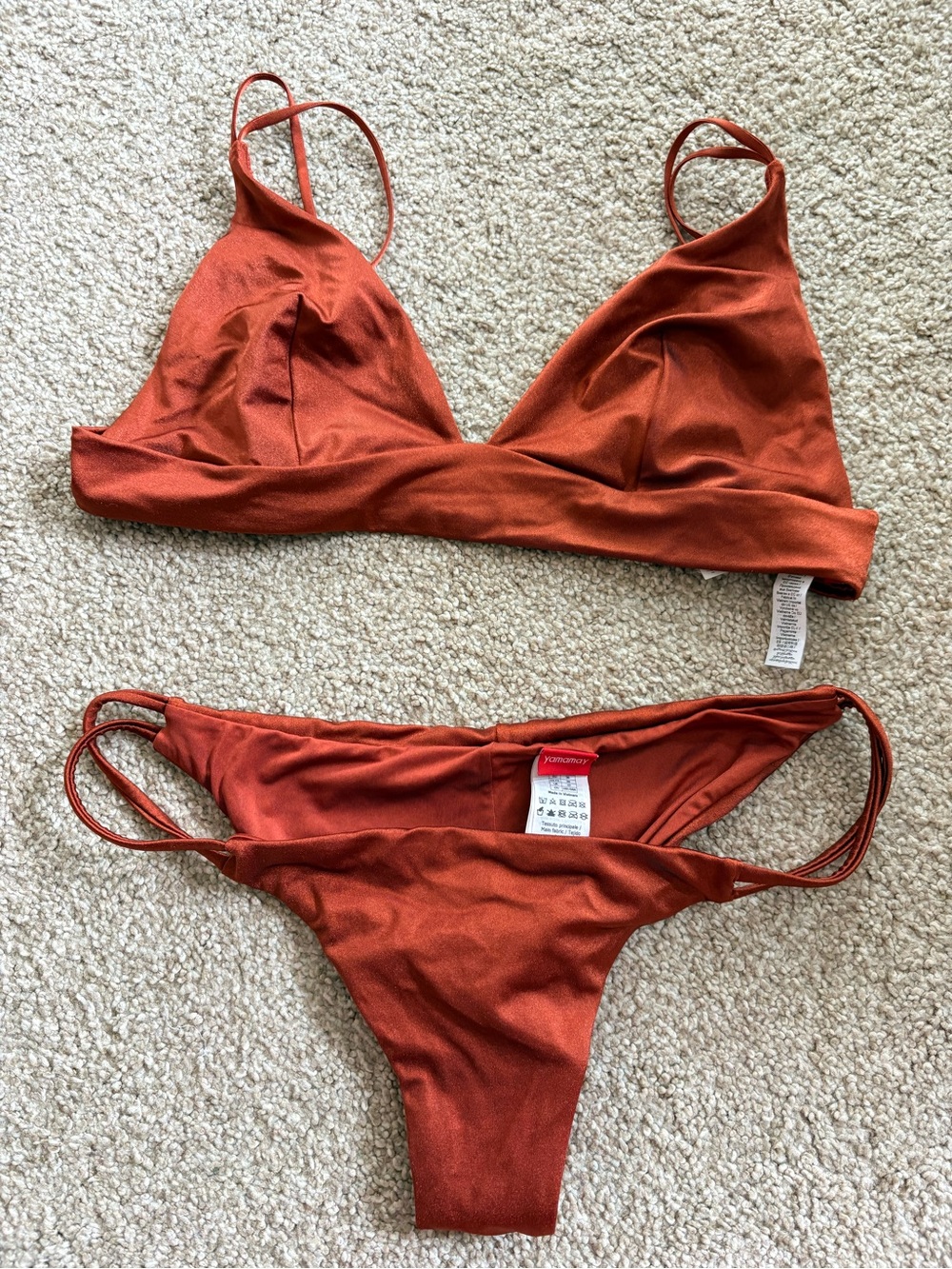 Yamamay Rust Triangle Bikini Set with Double-Strap Bottom small.